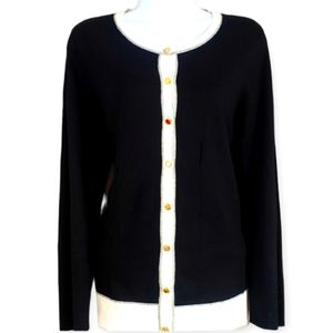 NWOT Jones NY black & white cardigan sweater Womens Large